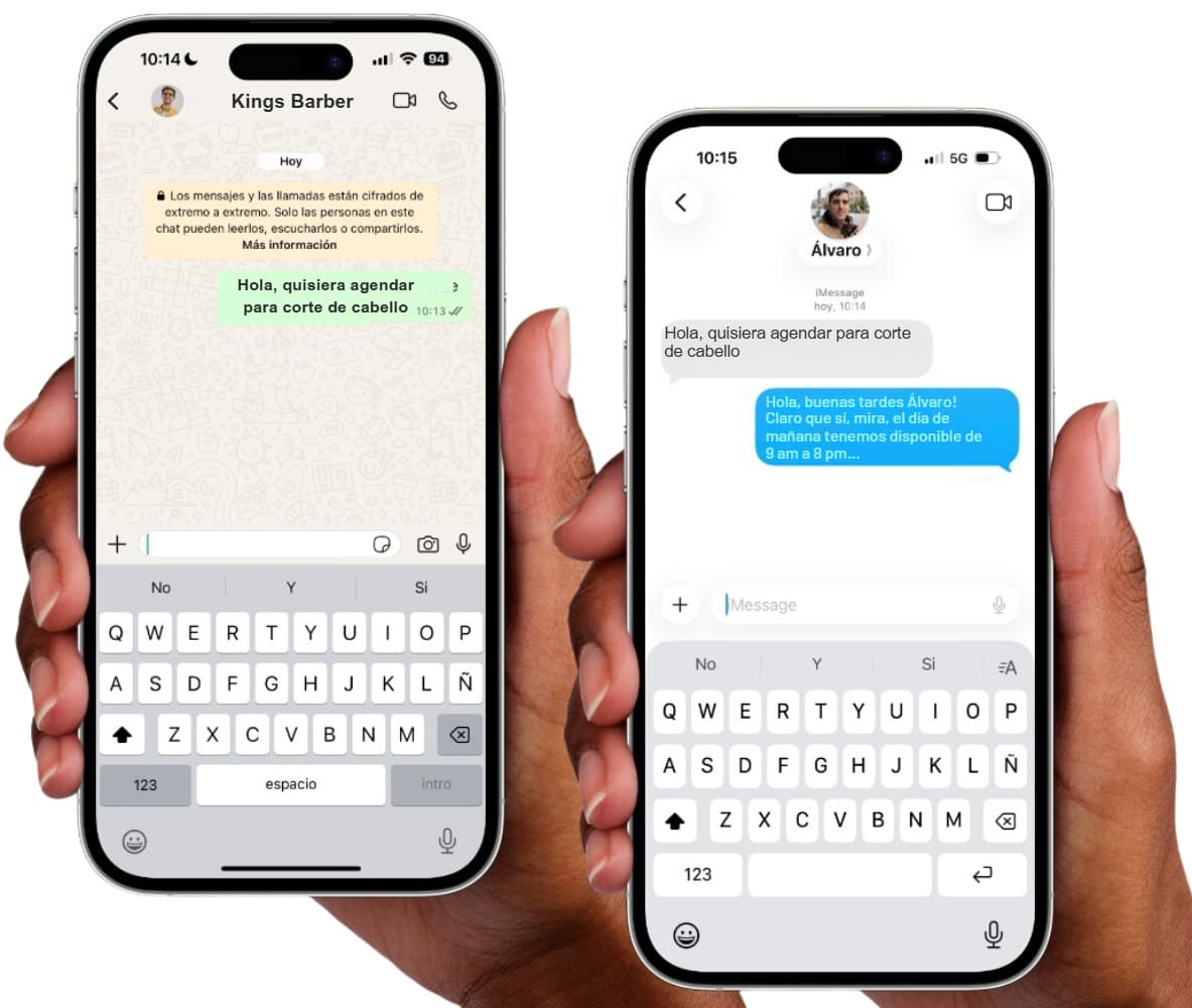 Demo de agente en WhatsApp e iMessage